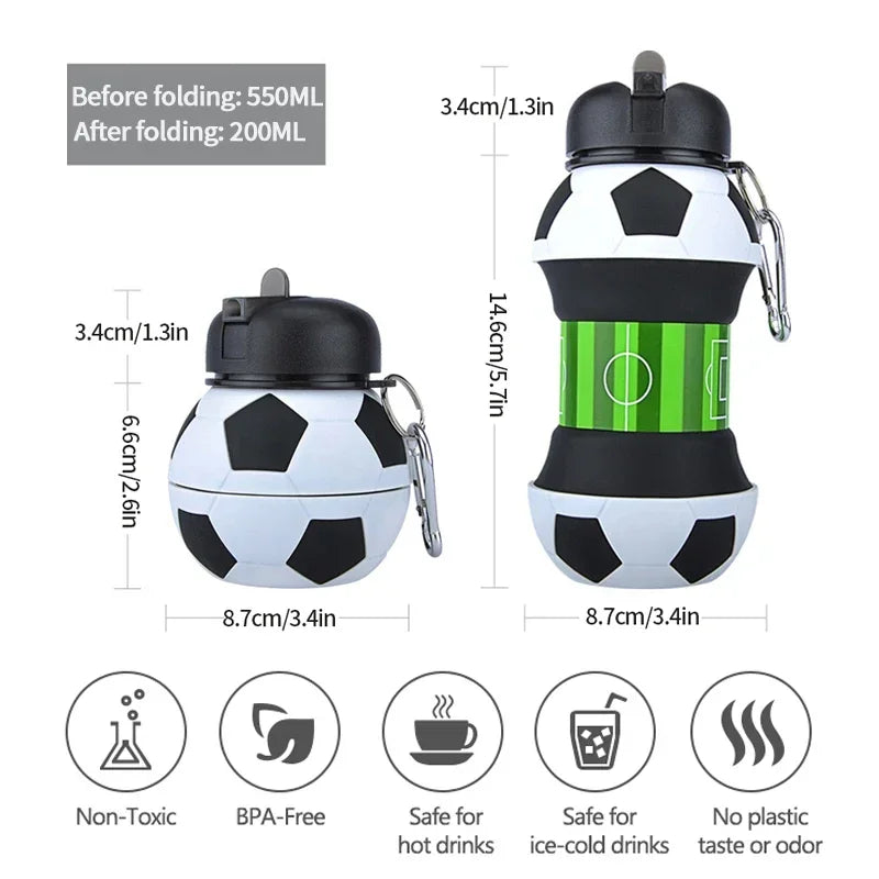 Folding Water Bottle | Leak proof Water Bottle| Football Design Bottle